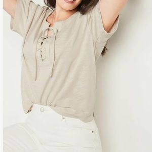 COPY - Old Navy Loose Slub Knit Lace Up Top Sand Size XL NEW -No tags